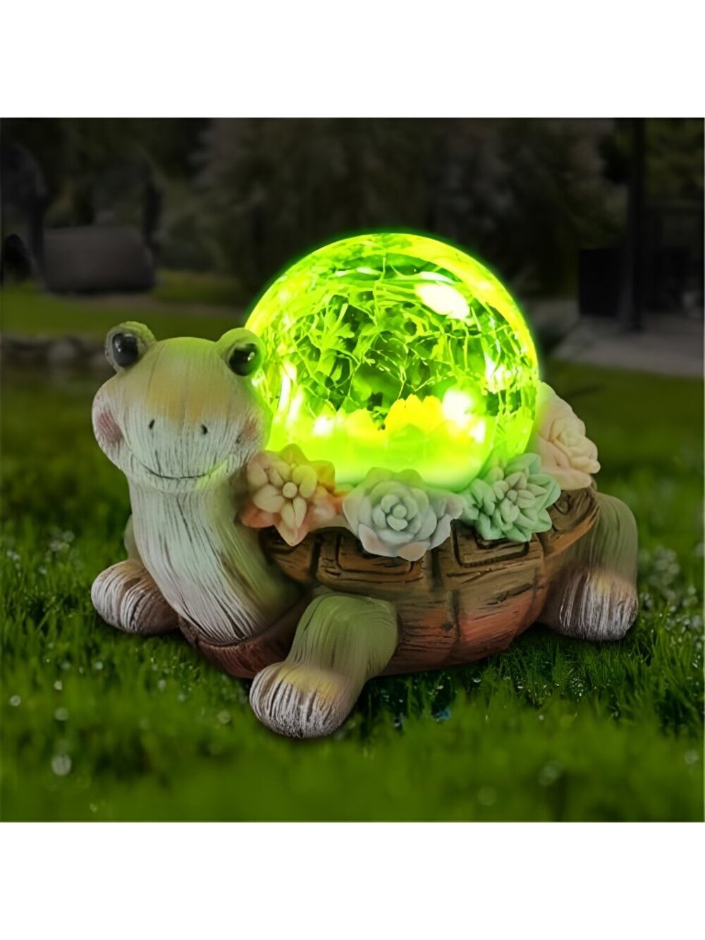 Solar Turtle Garden Statue Lights for Outdoor Decor with Succulent and LED